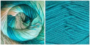 TURQUOISE   ALL BLUES  - Falling Leaves Scarf YARN KIT