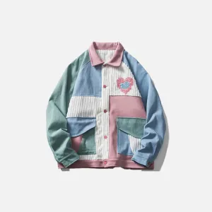 Unique Y2K Heart Corduroy Jacket for Comfortable and Durable Wear