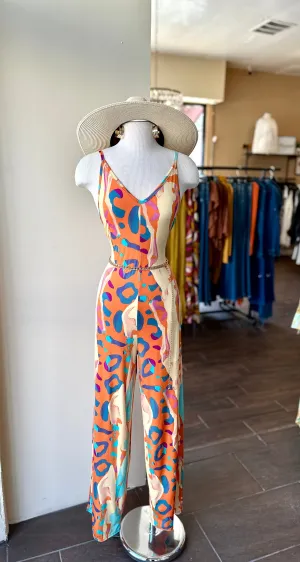 Venechia Print W/ Scarf Jumpsuit