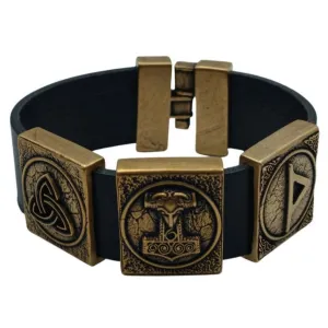 Viking Mjolnir bracelet leather wristband