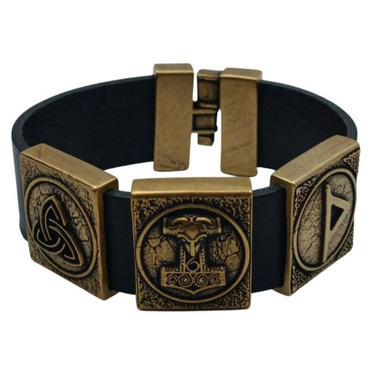 Viking Mjolnir bracelet leather wristband