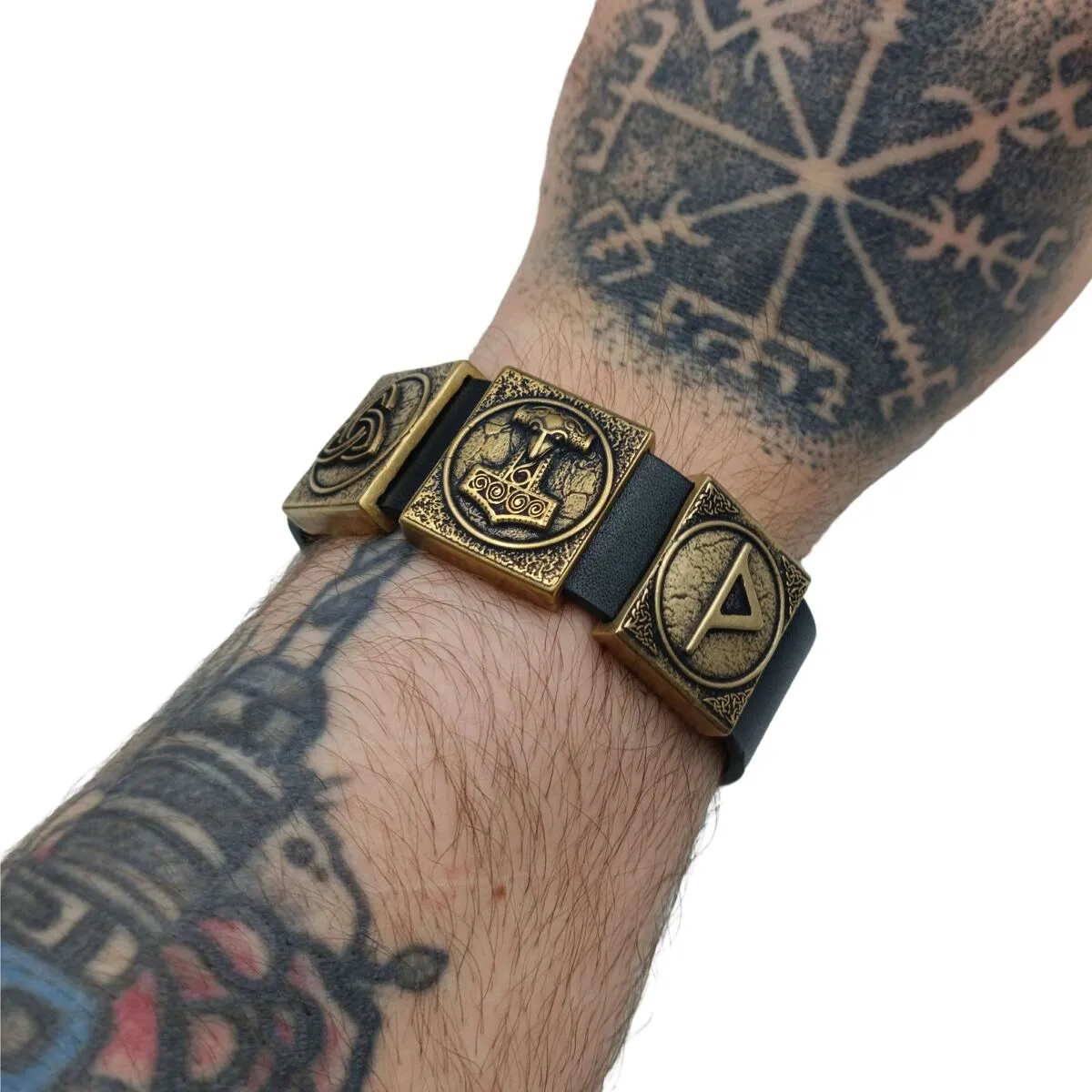Viking Mjolnir bracelet leather wristband