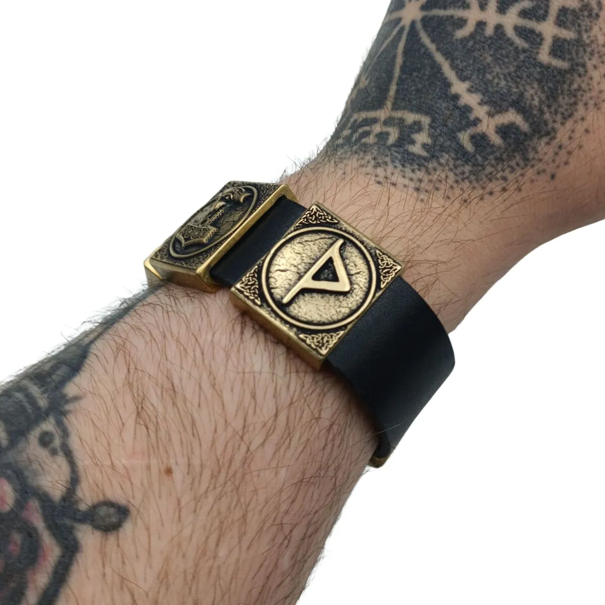 Viking Mjolnir bracelet leather wristband
