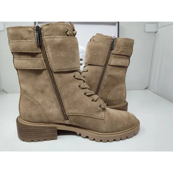 VINCE CAMUTO WOMENS FAWDRY DOUBLE BUCKLE WILD MUSHROOM SUEDE MOTO BOOTS NIB 9M
