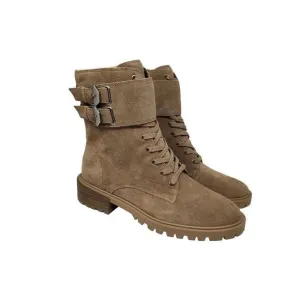 VINCE CAMUTO WOMENS FAWDRY DOUBLE BUCKLE WILD MUSHROOM SUEDE MOTO BOOTS NIB 9M