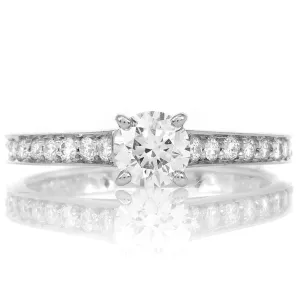 Vintage Platinum Cartier 0.37ct Diamond Accented Engagement Ring