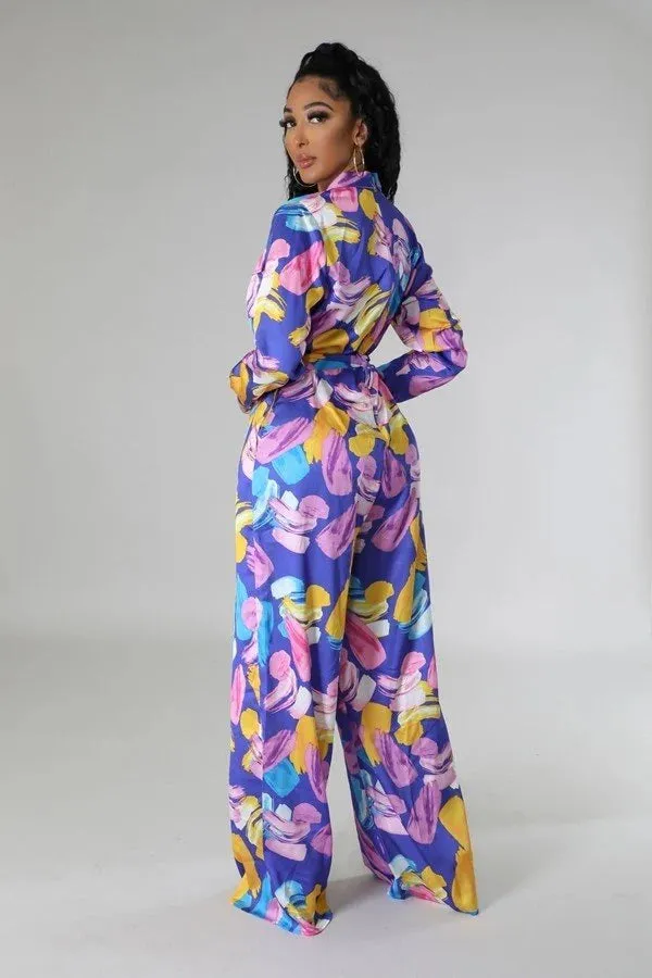 Violet Flowers Multi Color Jumpsuit