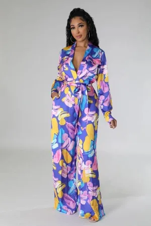 Violet Flowers Multi Color Jumpsuit