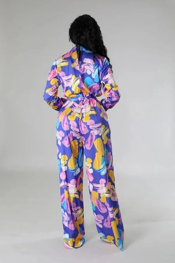 Violet Flowers Multi Color Jumpsuit