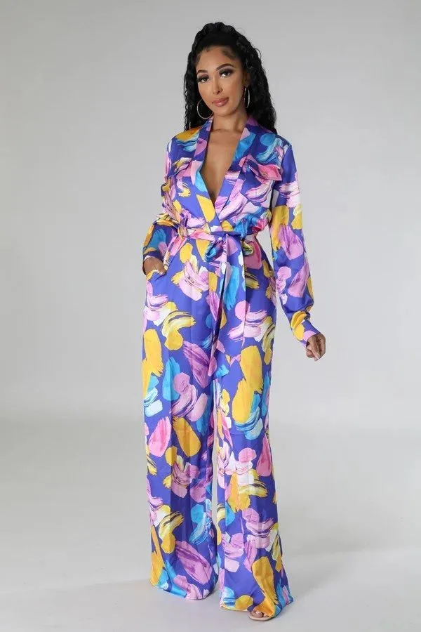Violet Flowers Multi Color Jumpsuit