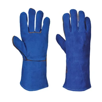 Welders Protective Blue 14" Leather Gauntlet Glove Type A Welding Portwest A510