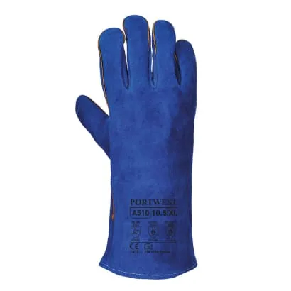 Welders Protective Blue 14" Leather Gauntlet Glove Type A Welding Portwest A510