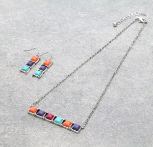 Western Semi Stone Bar Necklace