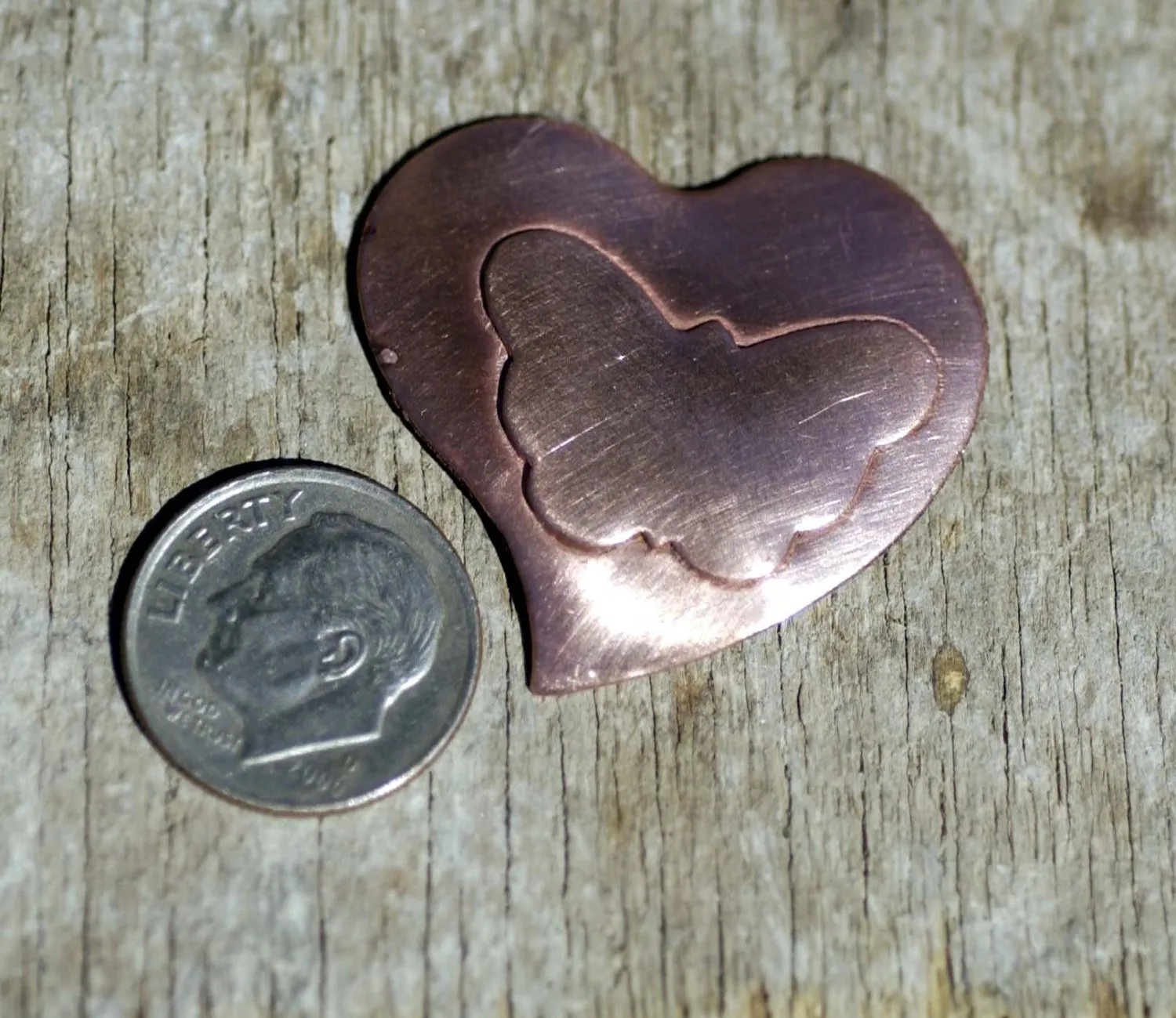 Whimsy Heart Embossed Butterfly Blank Cutout for Enameling Stamping Texturing Metalworking Jewelry Making Blanks