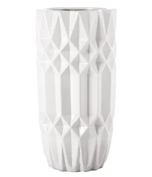 WHITE CRYSTAL CUT CERAMIC VASE