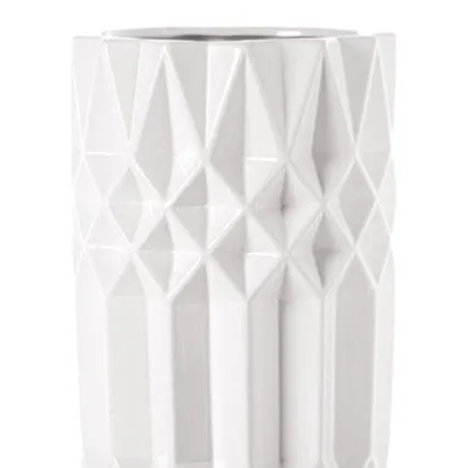 WHITE CRYSTAL CUT CERAMIC VASE