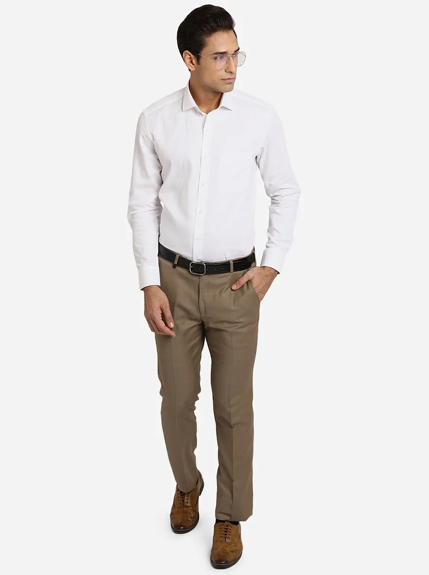 White Dobby Slim Fit Formal Shirt | Greenfibre