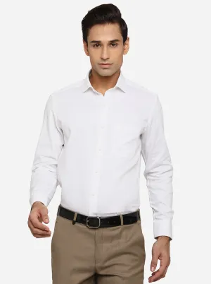 White Dobby Slim Fit Formal Shirt | Greenfibre