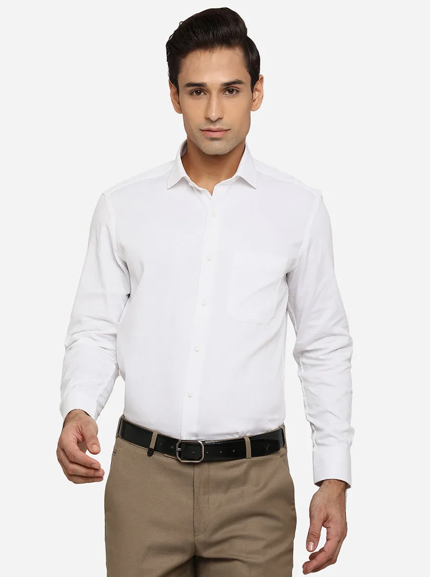 White Dobby Slim Fit Formal Shirt | Greenfibre