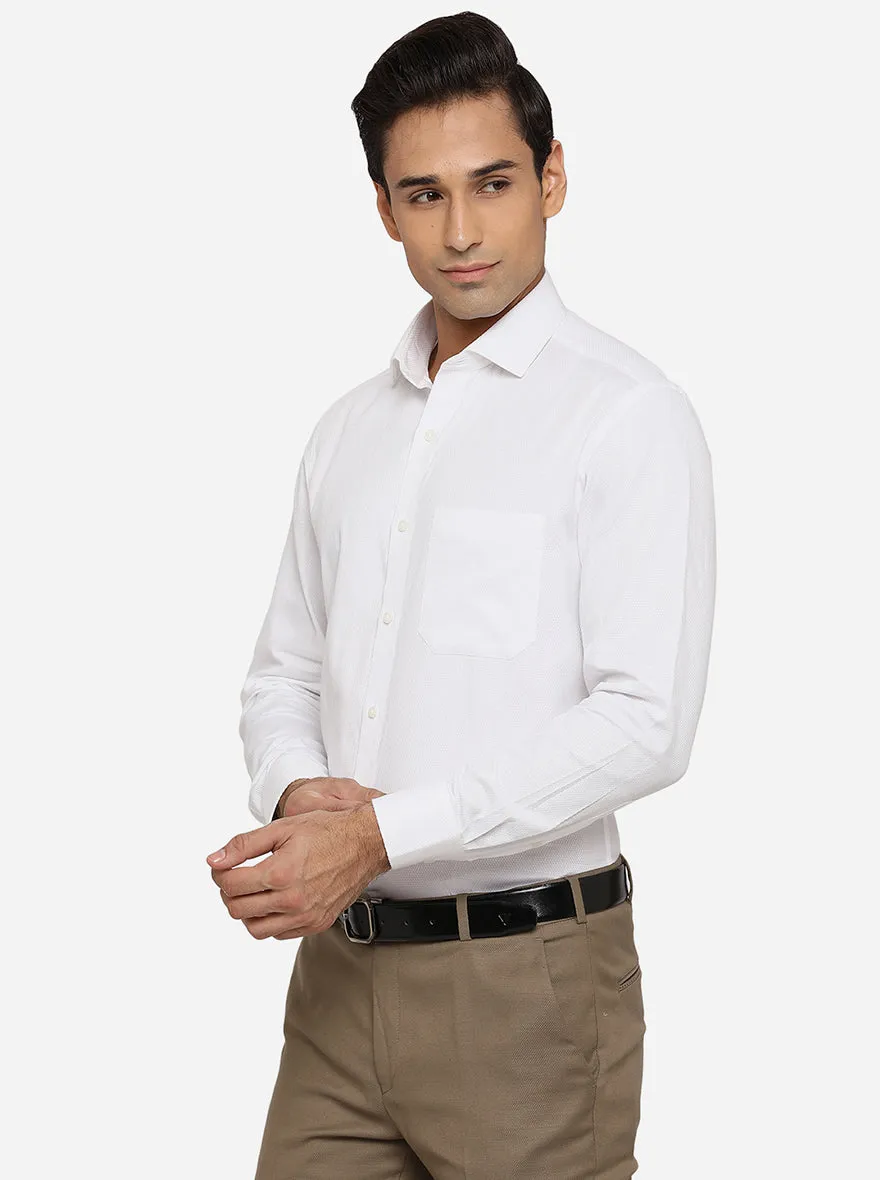 White Dobby Slim Fit Formal Shirt | Greenfibre