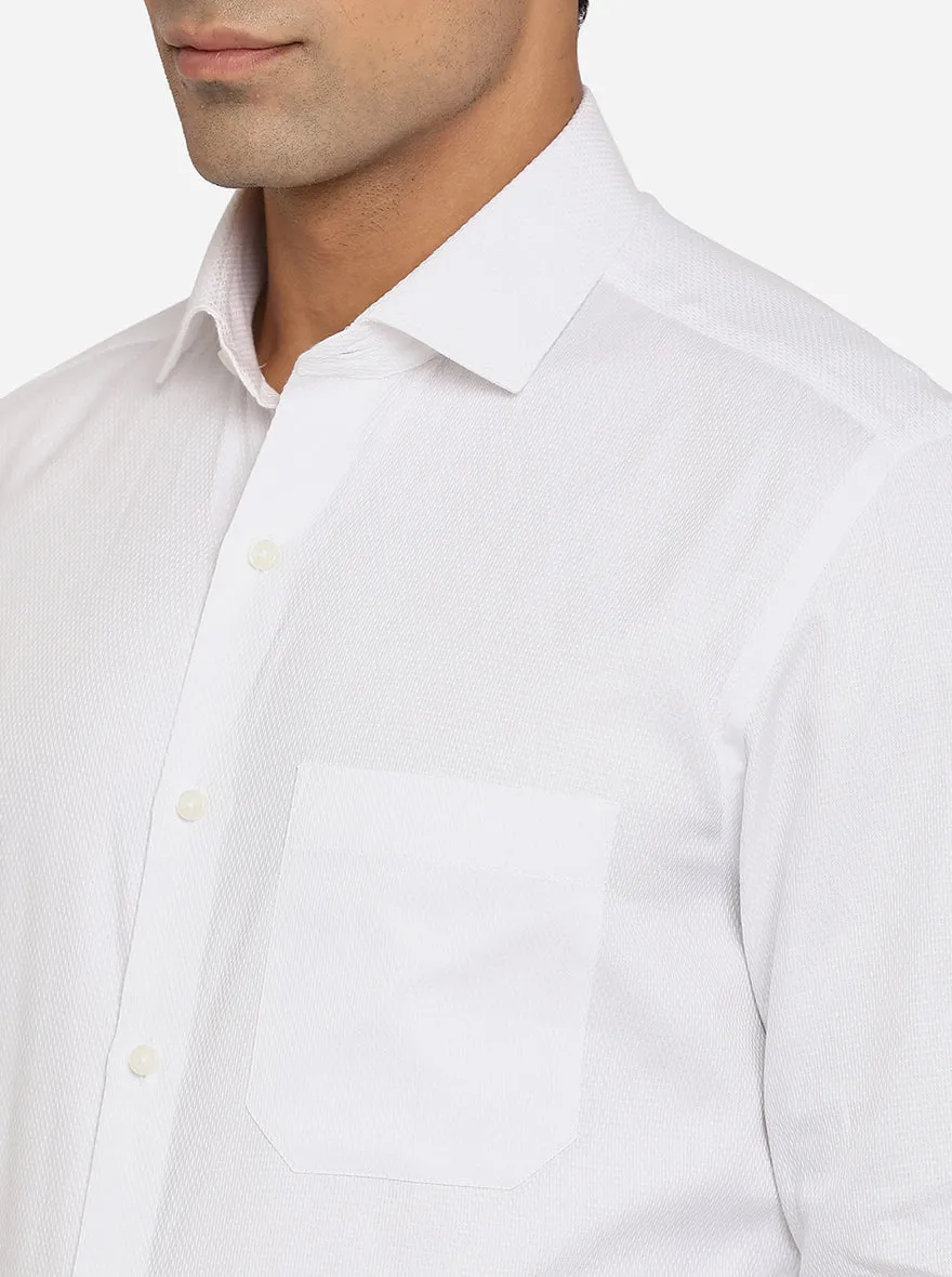 White Dobby Slim Fit Formal Shirt | Greenfibre