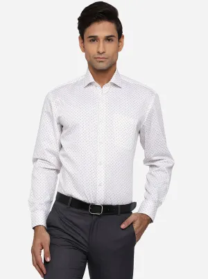 White Printed Regular Fit Formal Shirt | JadeBlue