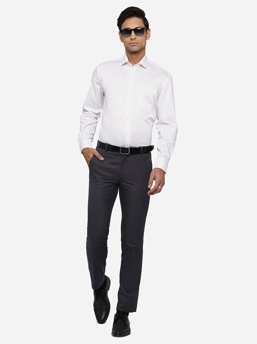 White Printed Regular Fit Formal Shirt | JadeBlue