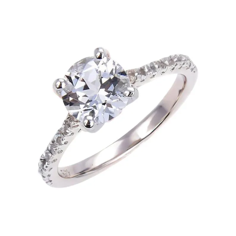 White Topaz Pave Promise Ring