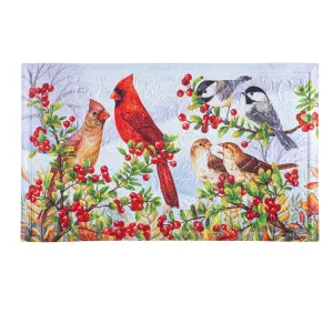 Winter Cardinals Scene Embossed Floor Mat,41em2711