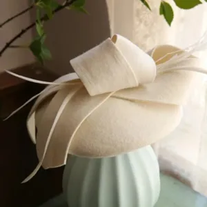 Women's Wool Cashmere Beret – Winter Fascinator Hat for Brides & Special Events