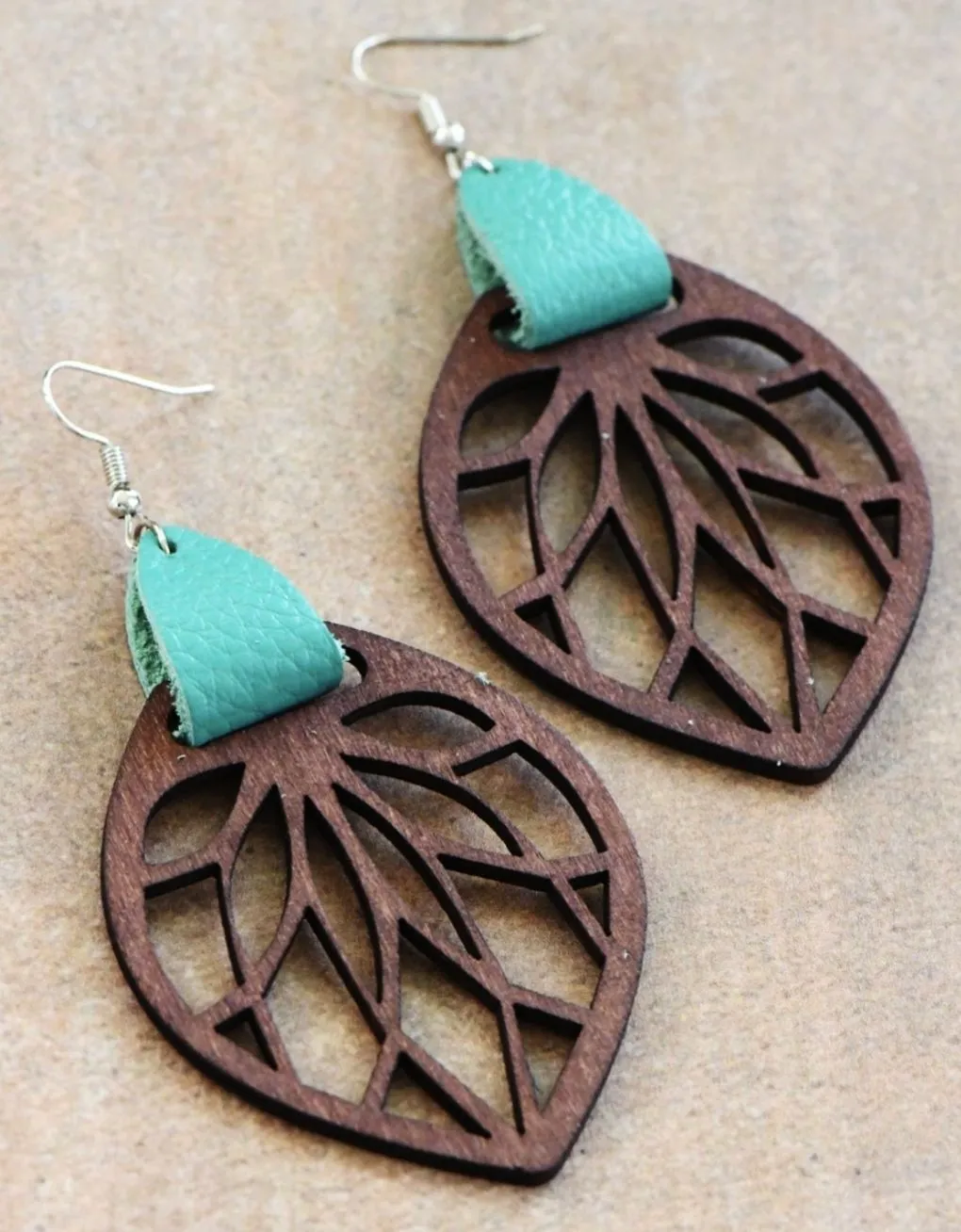 Wooden Filigree Leaf Dangles