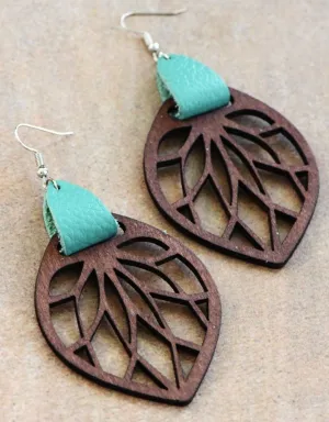 Wooden Filigree Leaf Dangles