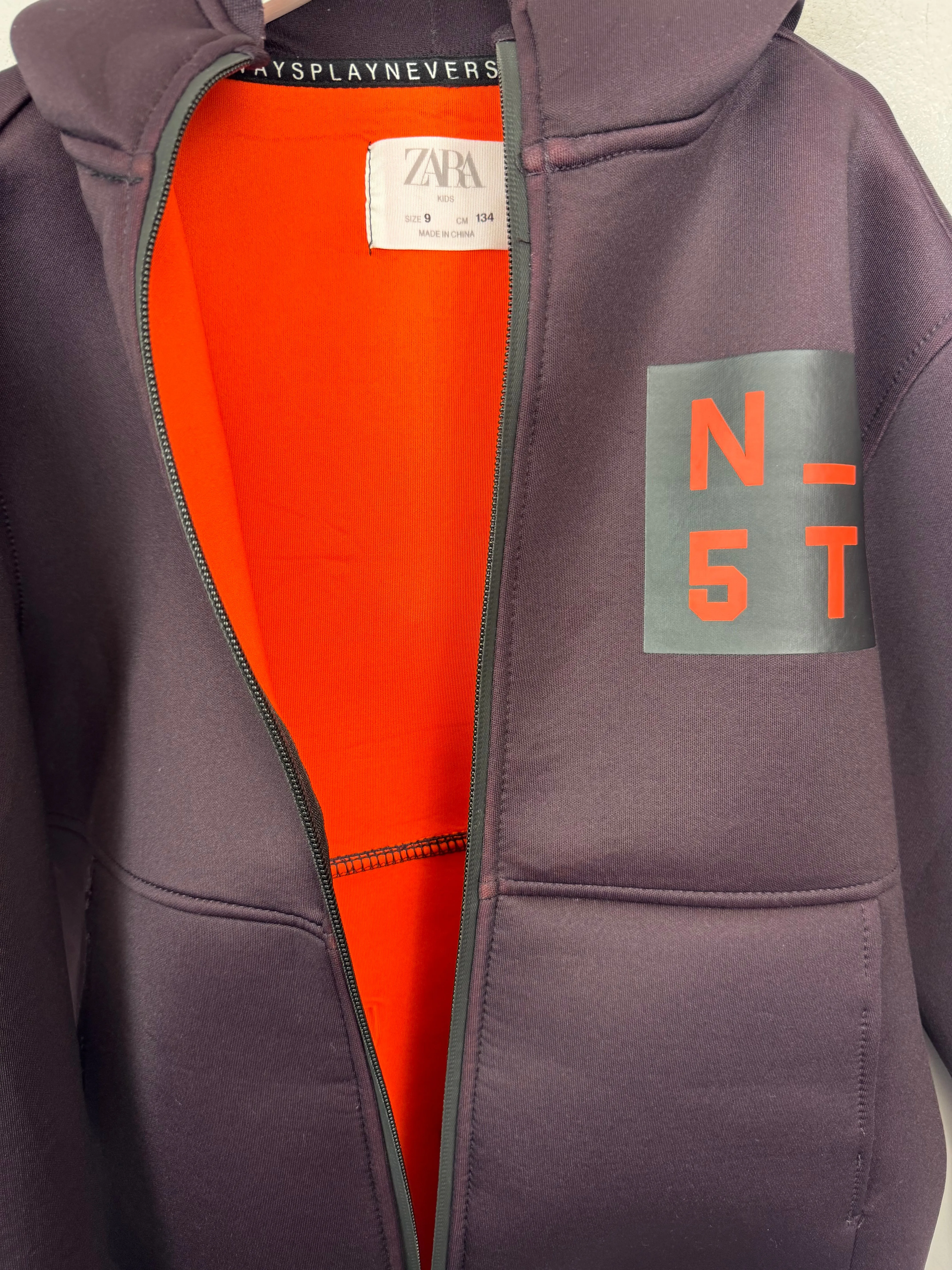 Zara plum Neoprene Hoodie 9y & 12y
